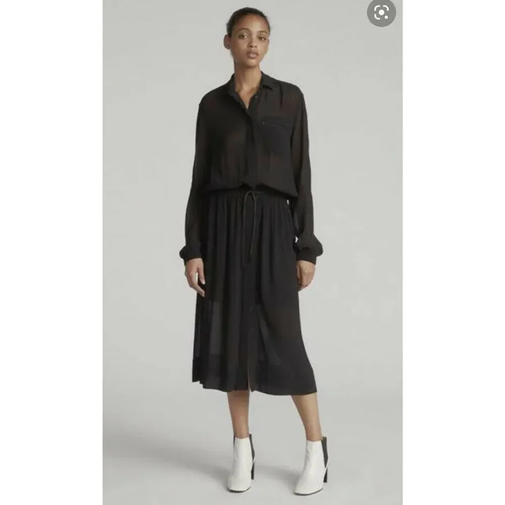 Rag & Bone black Shelly Dress 0 midi NWT $595 - Picture 1 of 8